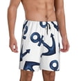 thumbnail image 3 of Rocae Navy Blue Anchor for Men's Soft Sleep Pajama Shorts, Waistband and Pockets, 3 of 9