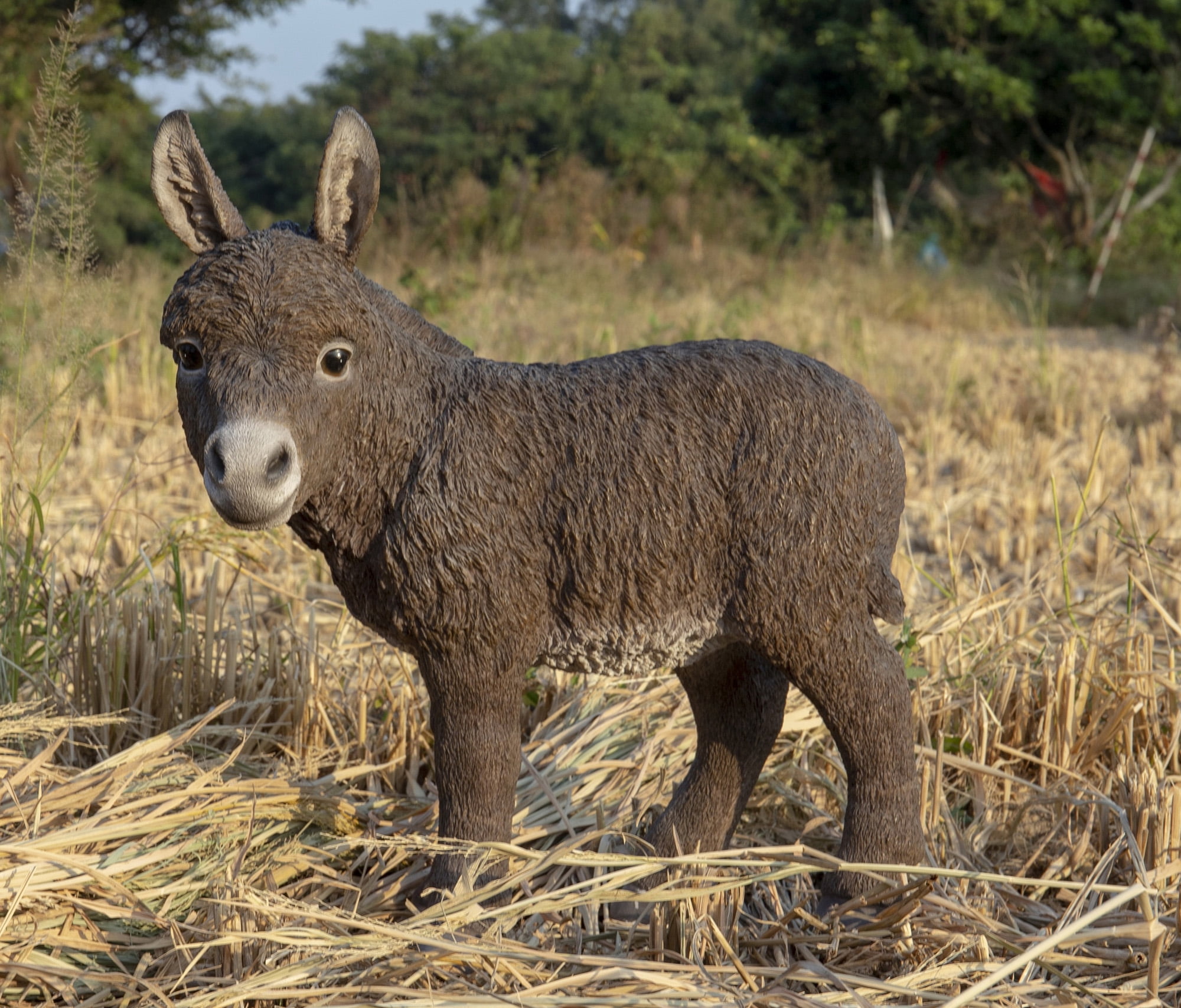 20.5" Brown Unique Standing Donkey Looking Left Statue