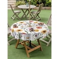 thumbnail image 3 of Outdoor Tablecloth with Umbrella Hole and Zipper, Spring Floral Round Table Cloth 54 Inch Waterproof Tablecloth, Watercolor Summer Botanical Picnic Table Cover for Patio Camping, 3 of 7