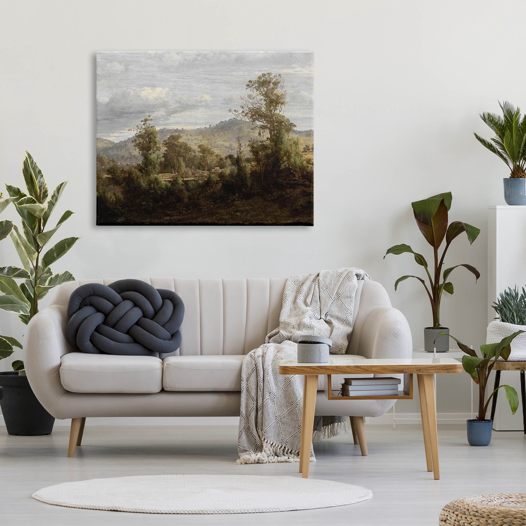 Classic Nature Woodland View Landscape Painting Gallery Wrapped Canvas Print Wall Art