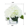 thumbnail image 4 of Enova Home Artificial Silk Hydrangea Flowers Arrangement in Cube Glass Vase With Faux Water For Home Office Decoration (Cream), 4 of 4