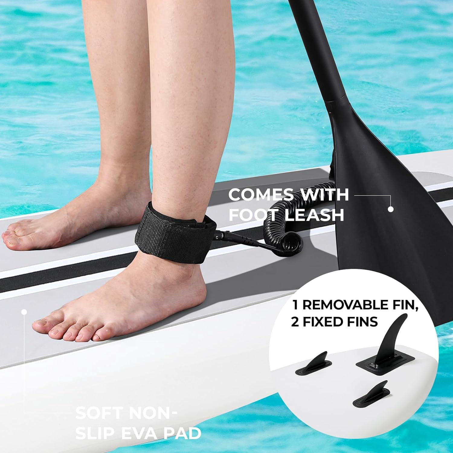 LAZY BUDDY 10FT Inflatable Paddle Board Stand-up Paddle Board SUP 6’’ Thick Board with Full Accessories, White