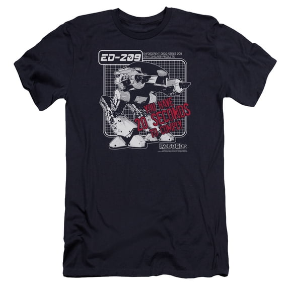 Robocop Ed 209 Premium Adult Slim Fit 30/1 T-Shirt Navy