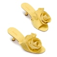 thumbnail image 2 of XYD Women Open Toe Applique Mid Spool Heels Slip on Ruffled Flower Mules Elegant Prom Party Slide Sandals Size 5.5 Yellow, 2 of 4