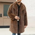 thumbnail image 4 of PiGOGI Men's Winter Warm Faux Fur Long Coat Jacket with Turn Down Collar Casual Outerwear Brown XL, 4 of 9