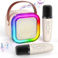 thumbnail image 1 of Karaoke Microphone - IYINJUAN - Wireless - 2 Microphones - Bluetooth 5.3 - Colorful LEDs, 1 of 4
