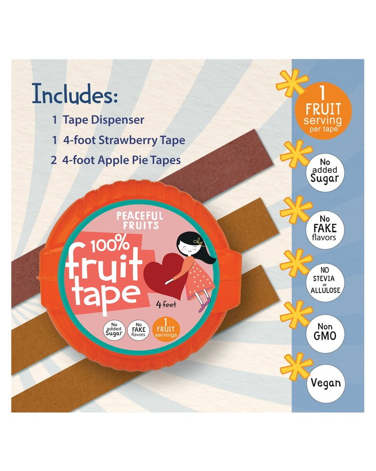 Peaceful Fruits Fruit Tape Box Strawberry Apple (12 Pack) 3 oz