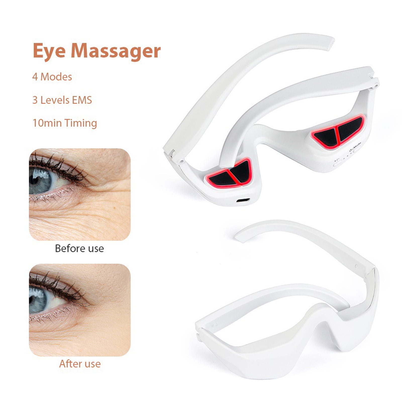 Red Light Therapy for Face, Under-Eye Red Light Therapy Device, Red Light Therapy Glasses Microcurrent Eye Massager Red Light Eye Mask for Eye Bags Dark Circles Puffiness Wrinkles Fine Lines