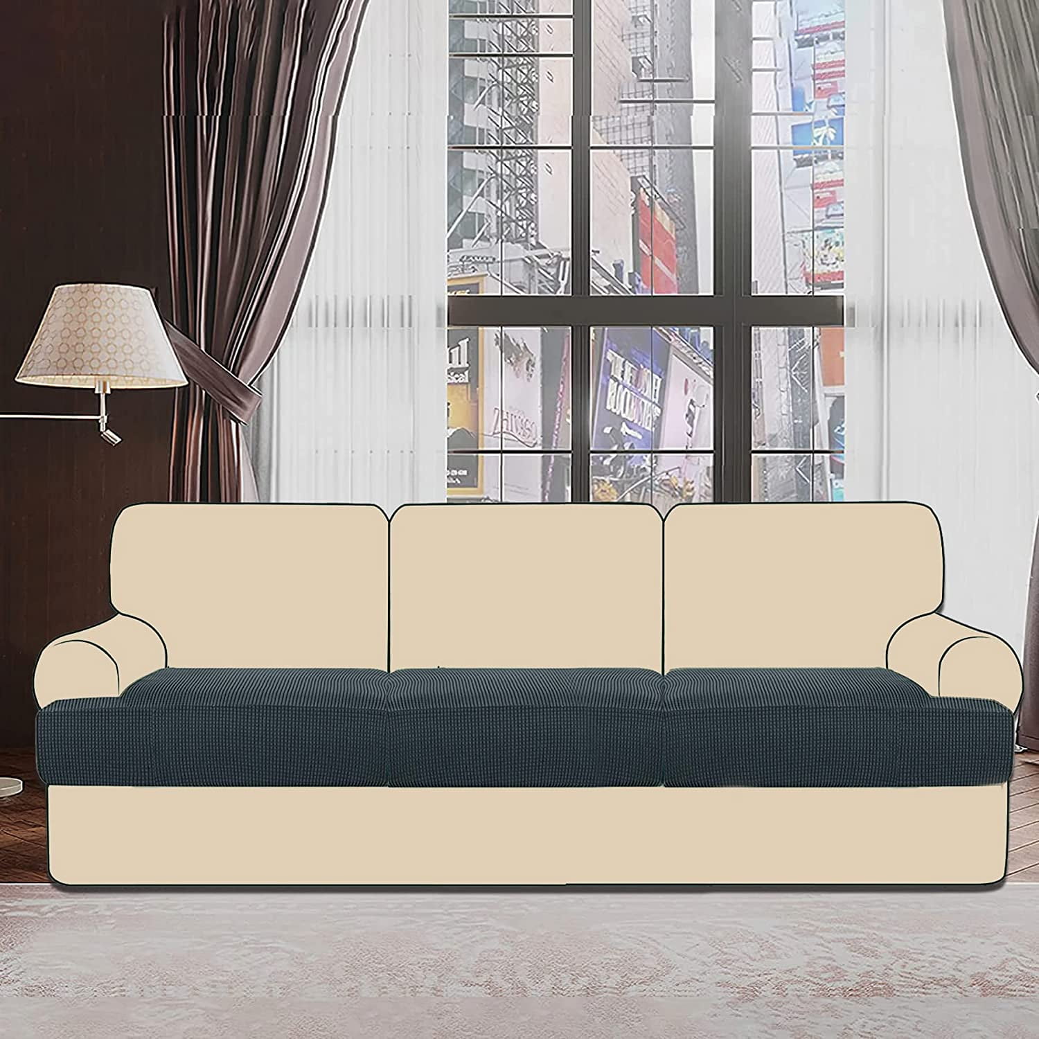 Stretch T Cushion Sofa Slipcovers for 3 Cushion Couch, Replacement Sofa