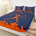 thumbnail image 3 of Homewish Navy Orange Baseball Queen Sheet Sets for Teens, Vintage American Sports Flat Sheet, Cartoon City Print Queen Fitted Sheet, Super Cozy Room Decor, 4 Pieces, 3 of 7