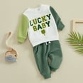 thumbnail image 2 of Bagilaanoe 2Pcs Toddler Baby Boy Holiday Clothes Letter Embroidery Long Sleeve Sweatshirt Tops + Sweatpants 3M 6M 12M 18M 24M 3T Kids Casual Sweatsuits Pants Set, 2 of 8