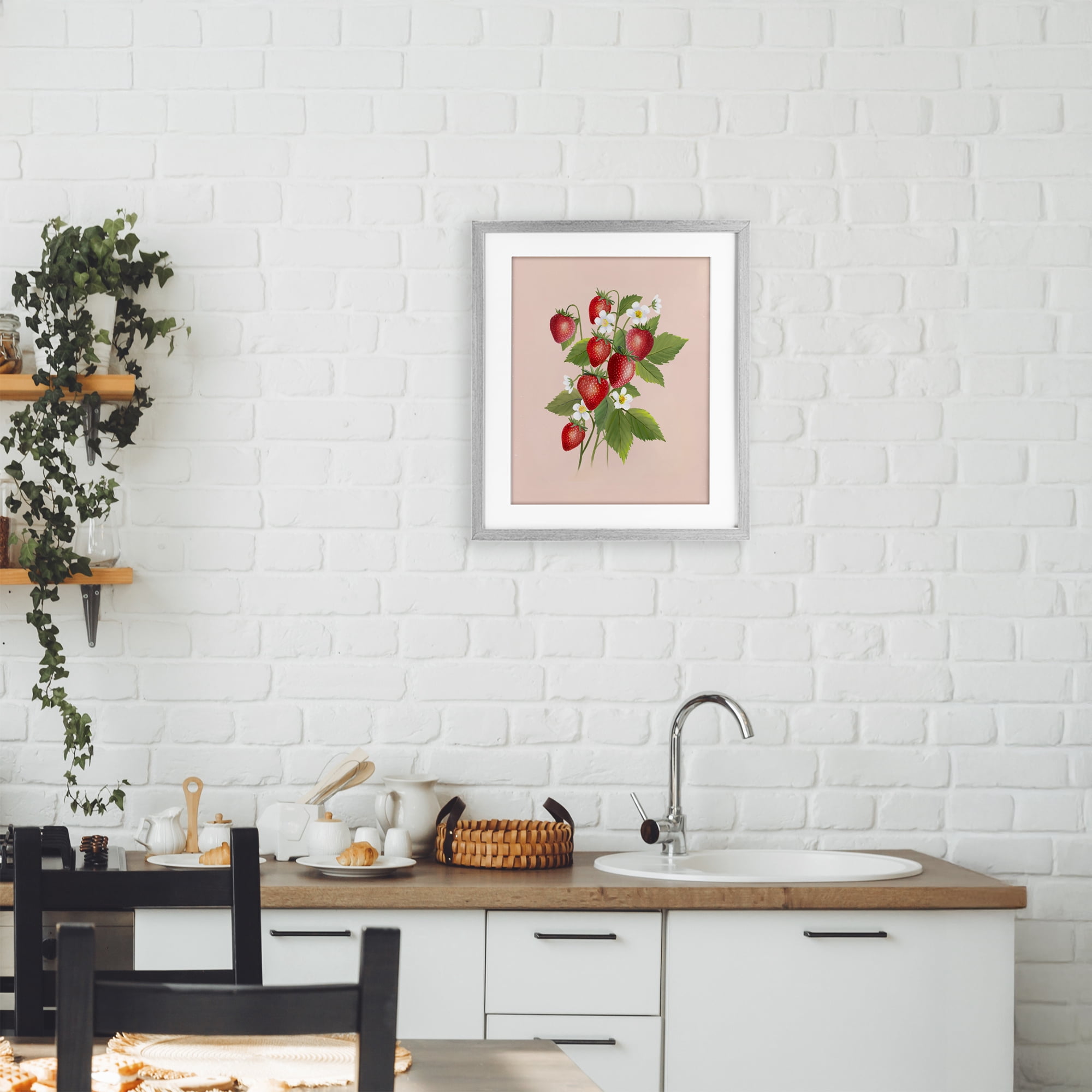 Stupell Industries Cottage Garden Strawberries Gray Framed Print Under Glass, design by Diane Neukirch