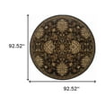 thumbnail image 4 of HomeRoots 509029 8 ft. Brown Oriental Power Loom Stain Resistant Round Area Rug, 4 of 4