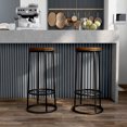 thumbnail image 4 of Lodz Metal Bar Stools, Set of 2, Toasted Barnwood and Black, 4 of 7