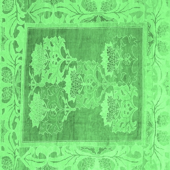 Ahgly Company Indoor Square Abstract Emerald Green Modern Area Rugs, 5' Square