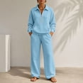 thumbnail image 2 of Womens Sweatshirts Hoodies Dqueduo Women's Fall Winter Lapel Long Sleeve Patch Pocket Hoodie And Wide Leg Pants Suit, Sizes S-XXL, 2 of 8