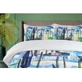 thumbnail image 4 of Landscape Duvet Cover Sets, View Boat in Venice Italy Landmark Seascape Scenic Watercolor Paint, Bedding Set 2 Duvet Covers & 4 Pillowcases, 2 Pack Queen Size, Blue Purple Green, by Ambesonne, 4 of 7