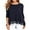 Navy Blue, variant on JWD Women's Tops Long Sleeve Lace Trim O-Neck A Line Tunic Blouse Black-Large