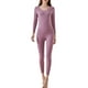 thumbnail image 1 of Conjunto de ropa interior térmica para mujer Fleece Bodycon sin costuras Color sólido cálido, 1 of 7