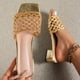 thumbnail image 2 of Mujeres de Moda Casual Vestible Ropa Exterior Versátil Color Sólido Hueco-Fuera Tejido Zapatillas de Tacón Medio, 2 of 9