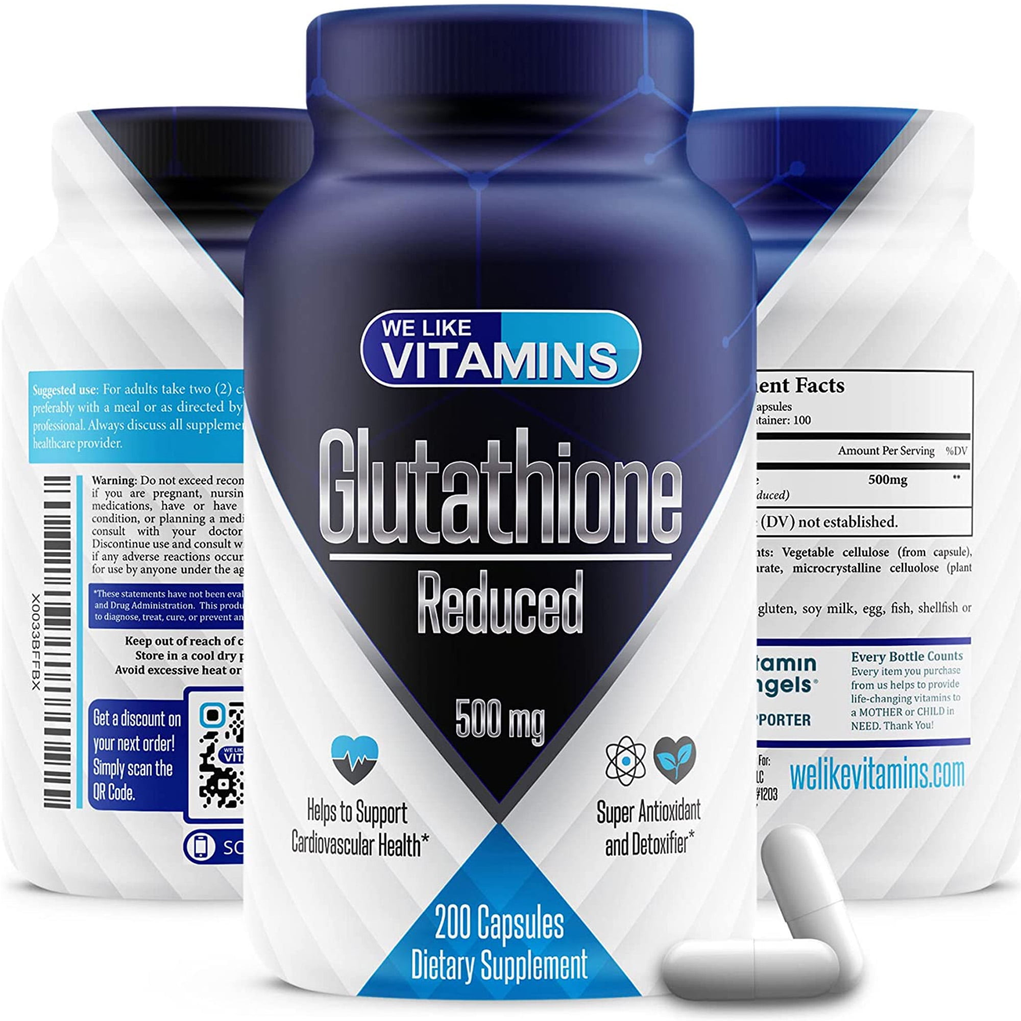 We Like Vitamins Reduced Glutathione Supplement 500mg LGlutathione