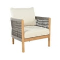 thumbnail image 6 of Christopher Knight Home Boho Outdoor Club Chair with Cushions, Handwoven Rope Armchair, Solid Wood, Teak+Beige+Grey, 6 of 11