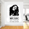 thumbnail image 3 of Calcomanía de vinilo para pared de gran tamaño de 42,1 x 22,4 pulgadas con el mensaje "Una cosa buena de la música", de Bob Marley, 3 of 4