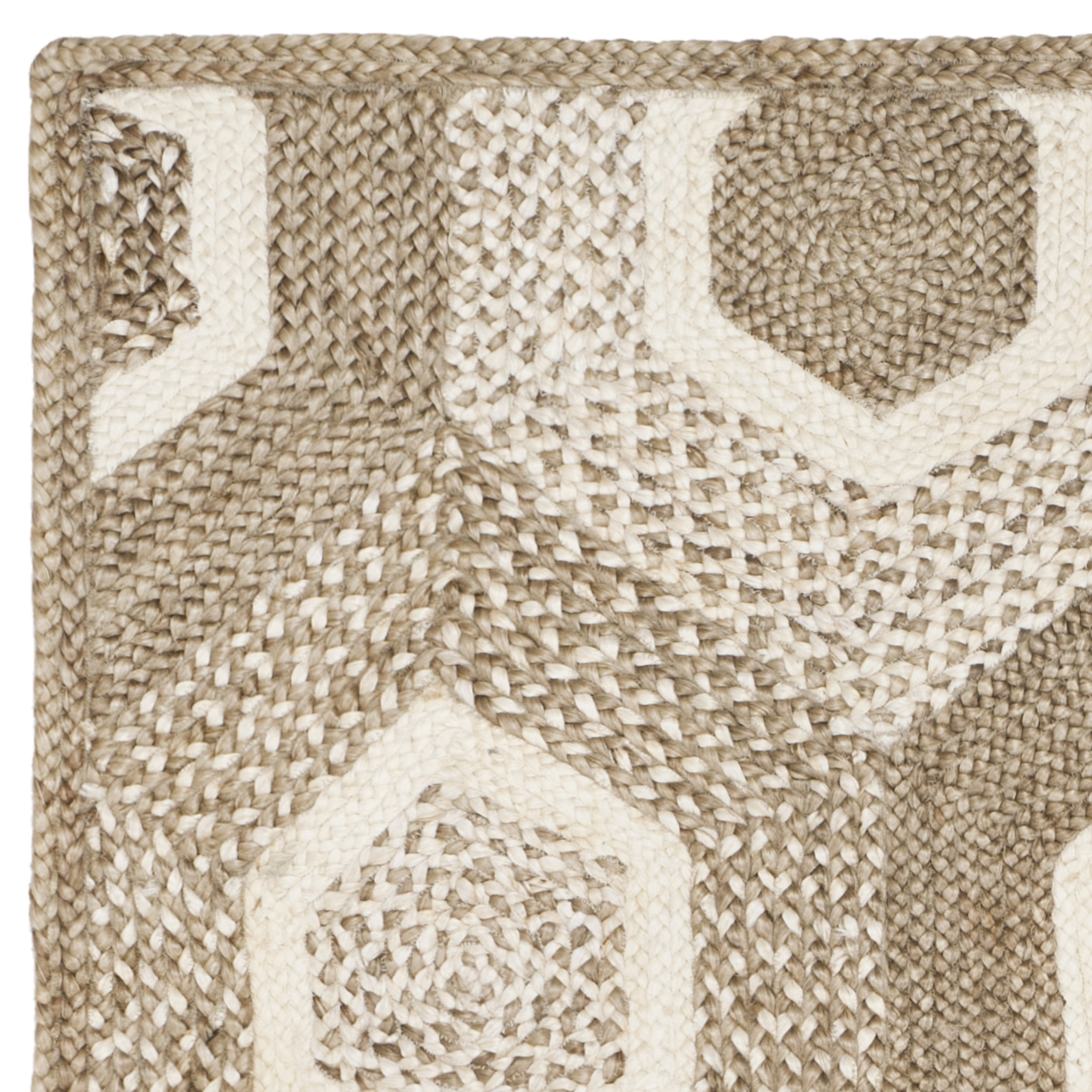 SAFAVIEH Natural Fiber Priscilla Geometric Braided Jute Area Rug, Grey/Ivory, 3' x 5'