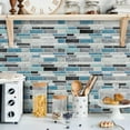thumbnail image 4 of 24 Pcs Peel and Stick Backsplash Vinyl Marble Tile, Self-Adhesive Tile Transfer Sticker Stick on Tiles for Kitchen Bathroom, 9.68x4.72inch/24.6x12cm, Lake Blue Gray Marble Effect, 4 of 16