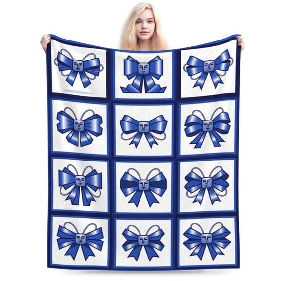 Coquette Throw Blanket Blue Bow Cozy Warm All Season Air Conditioning Blanket for Couch Sofa Bed 50x40