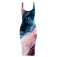 thumbnail image 4 of Irregular Hem Bodycon Dresses for Women Sleeveless Sling Dress Slim Fit Elastic Square Neck Dress Elegant Print Comfy Summer Sundress, 4 of 4