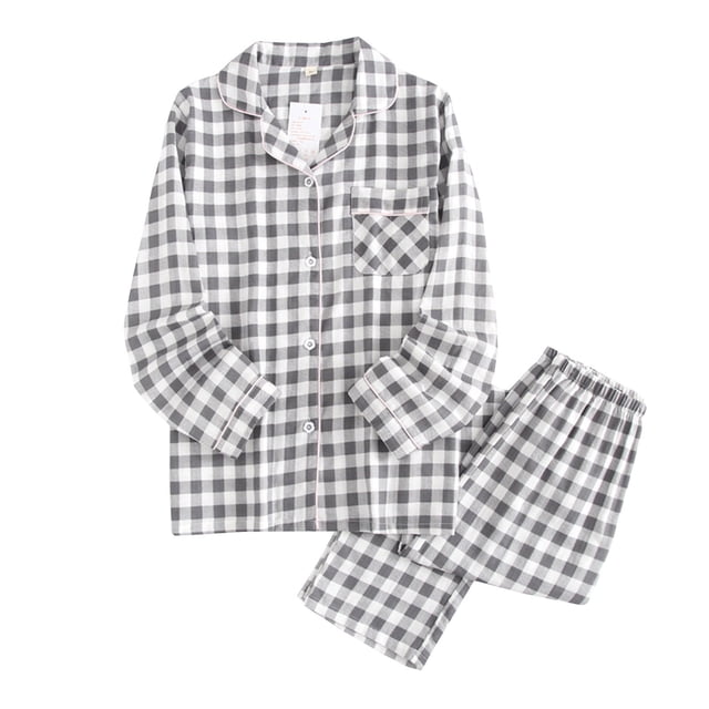 Hfolob Tenue pour Filles Enfants Pyjamas à Carreaux en Coton Ensemble de Pyjamas Boutonnés