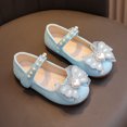 thumbnail image 6 of WERYOUNG Girls Sandals Summer New Fashion Cute Pearl Rhinestone Bow Flat Sole Princess Shoes Girls Versatile Party Wedding School Sandal,Blue,7.5-8 Years, 6 of 8