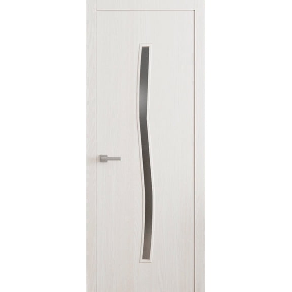 Interior Solid French Door 36 x 80 in - LUNO 2003 Ash - Single Regular Panel Frame Handle - Bathroom Bedroom Modern Doors