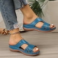 thumbnail image 6 of CYMMPU Women's Woven Strap Wedge Slide Sandals, Open Toe Platform Slip On Slippers, Comfort Outdoor Summer Walking Footwear Blue 40, 6 of 9