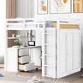 thumbnail image 2 of White Loft Bed With Functional Features. Drawers For Storage. Desk Work. Wardrobe Clothes. Construction. 600lbs Weight Support. 78.3"l X 56.7"w 65"h Drawers, Desk, And In - Bedroom Families, 2 of 7