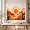 thumbnail image 5 of Retro Sun with Rolling Hills and Tropical Leaves, Energetic Retro for Art Lovers, Sun Wall Art, Housewarming Gift, Tapestry Wall Hanging for Bedroom and Living Room, 5 of 7