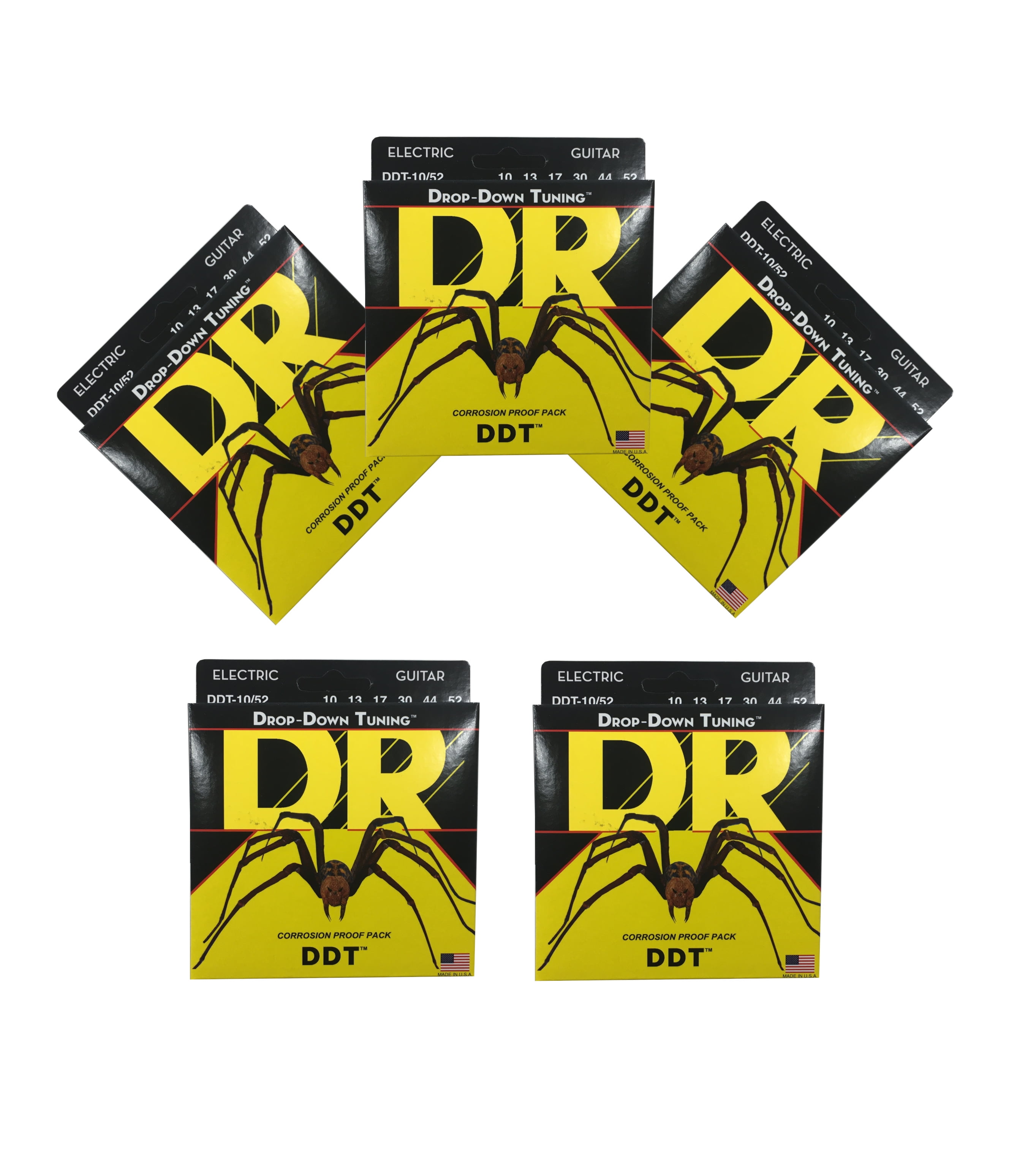 DR Guitar Strings 5 Pack Electric DDT Drop Down Tuning 10-52