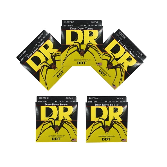 DR Guitar Strings 5 Pack Electric DDT Drop Down Tuning 10-52
