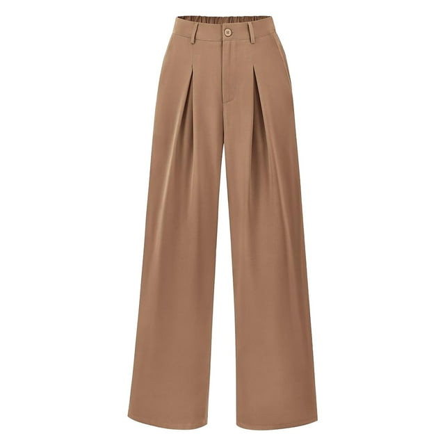 YFELWZ Womens Plus Size Spring Fall Work Commuting Business Temperament Relaxed Casual Dress Suit Pants Khaki XS