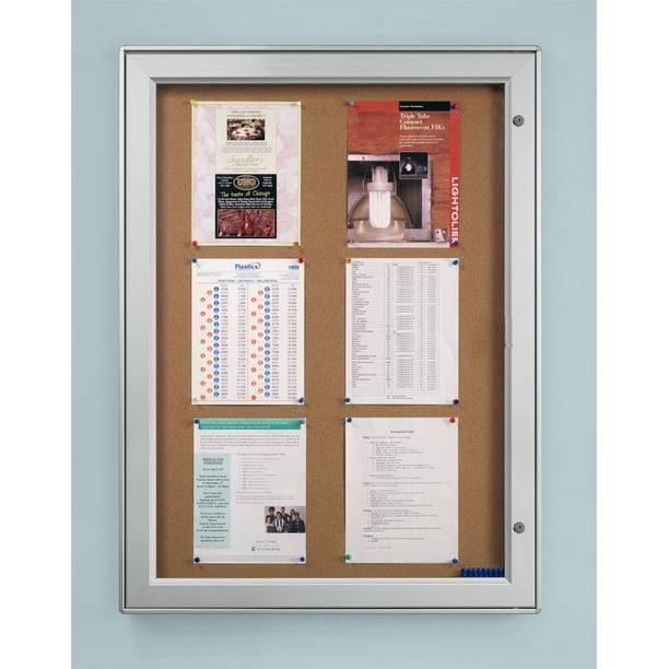 Aluminum Wall Mounted Enclosed Cork Board For Outdoor Use 27 X 37 aluminum-wall-mounted-enclosed-cork-board-for-outdoor-use-27-x-37