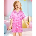 thumbnail image 2 of Kids Girls Pajama Set Silky PJS Button-Down Sleepwear Nightwear Loungewear Clothes Set Gift, 2 of 2
