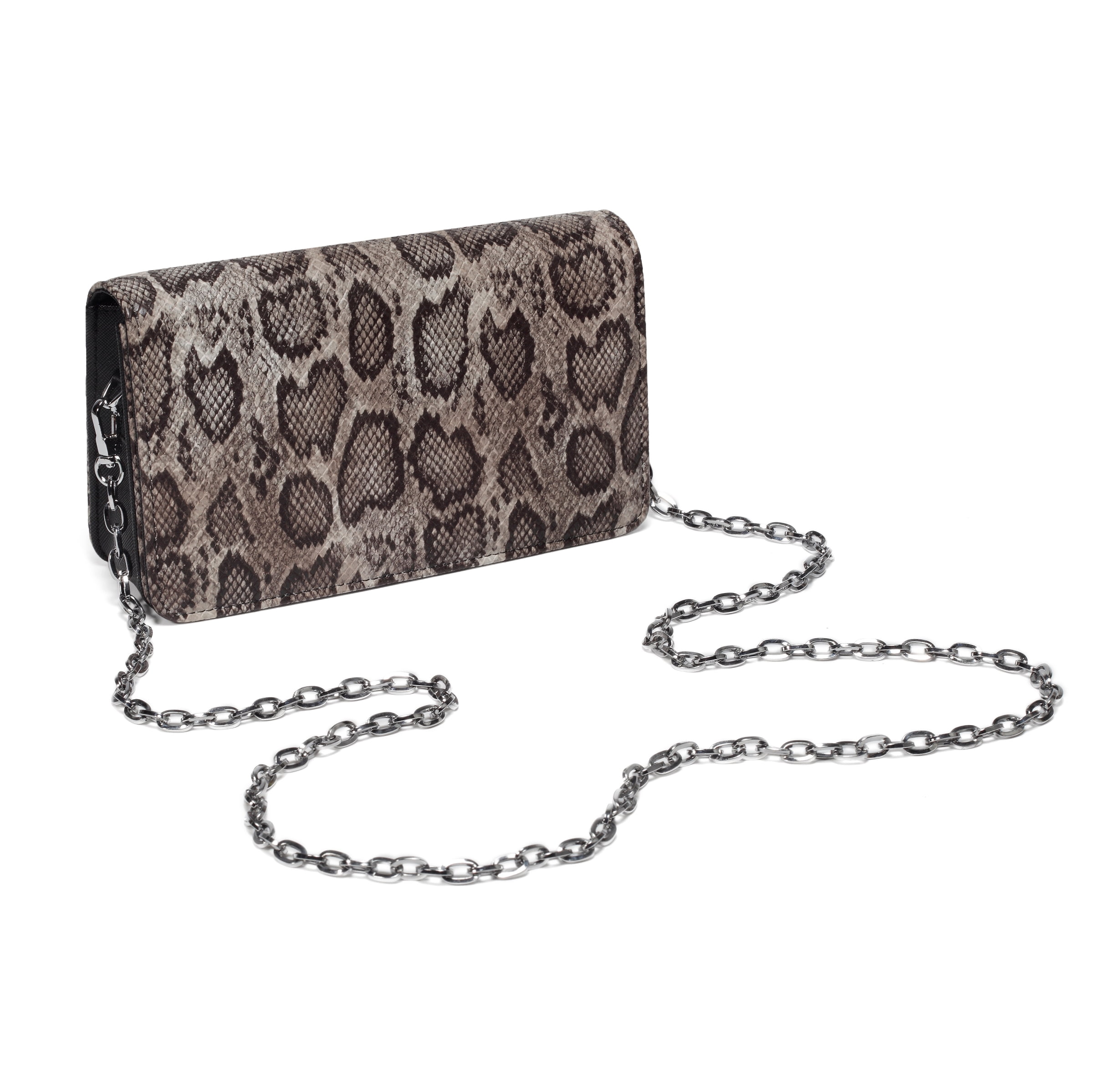 Daisy Rose Cross Body Bag - RFID Blocking with Credit Card Slots Clutch -PU Vegan Leather (Grey Snake)