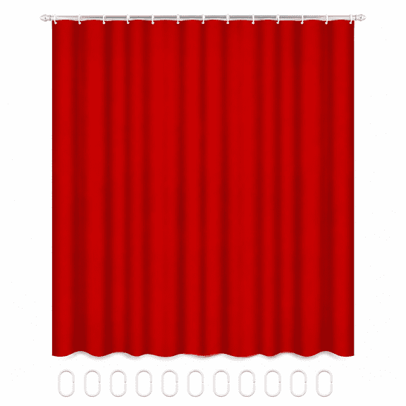 Red Dark Waterproof Shower Curtain,Solid Red with Valentine Day Christmas Plain Color Wall Shower Curtains for Bathroom with 12 Hooks,72x72 Inch