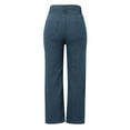 thumbnail image 4 of MIXUE Jeans For Women Solid Color Fashion Loose Button Pocket Washed Polished Waist Ripped Trousers Sportswear,Blue,L, 4 of 5