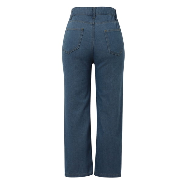 Zhanying Women Denim Jeans Women Wide Leg High Waisted Stretchy