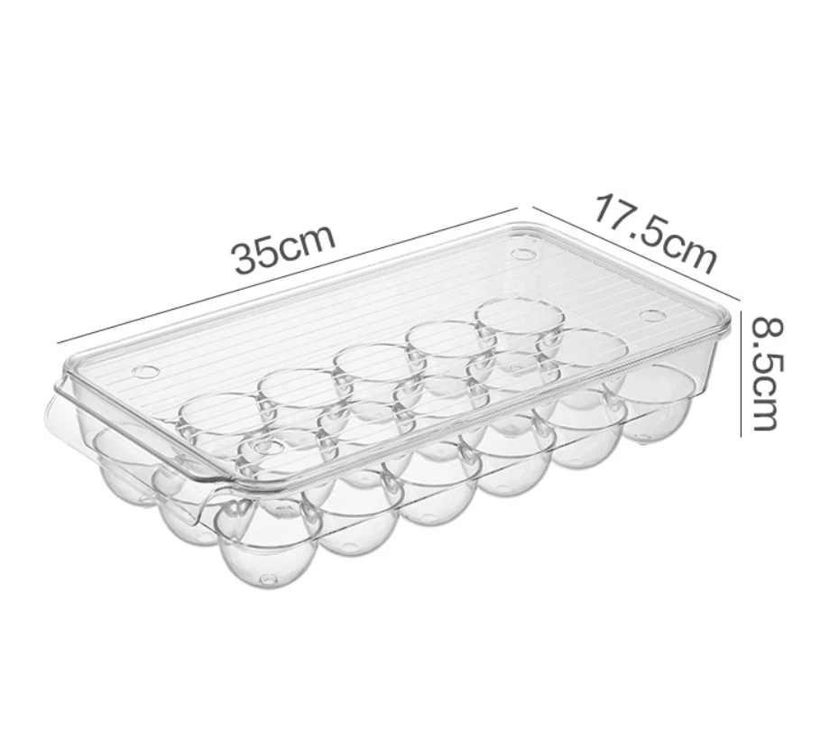 CIRCLE- 18 Eggs Trays Holder Storage For Refrigerator With Lid Container Organizer Bins