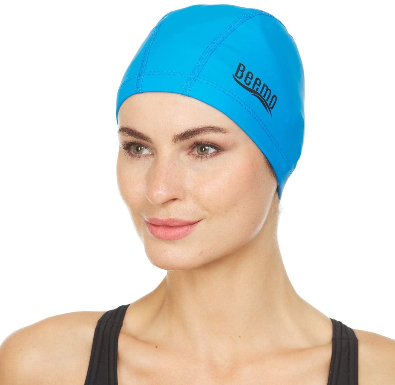 Beemo Latex Lycra Swim Cap for Long or Short Hair Stretchable Head