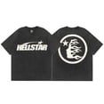 thumbnail image 1 of Nuevo Hell Star, marca urbana de moda, versátil, manga corta, cuello redondo, suelto y delgado para hombres y mujeres502 negro, 1 of 5