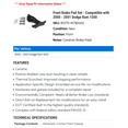 thumbnail image 2 of Front Brake Pad Set - Compatible with 2000 - 2001 Dodge Ram 1500, 2 of 2